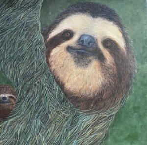 sloth with young